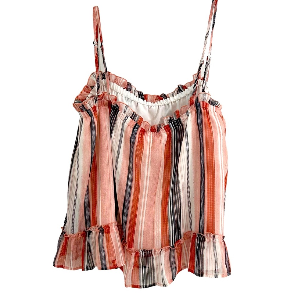 Jack By BB Dakota Multicolor Striped Walk The Line Ruffle Tank Top, Size Large - Picture 4 of 13